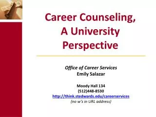 Career Counseling, A University Perspective