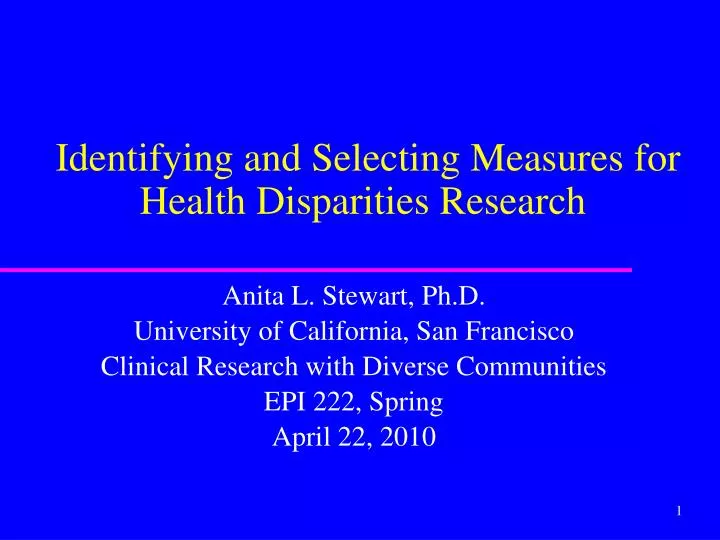 identifying and selecting measures for health disparities research