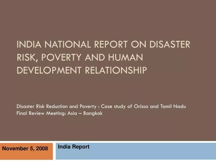 india national report on disaster risk poverty and human development relationship