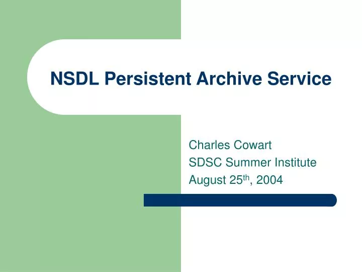nsdl persistent archive service