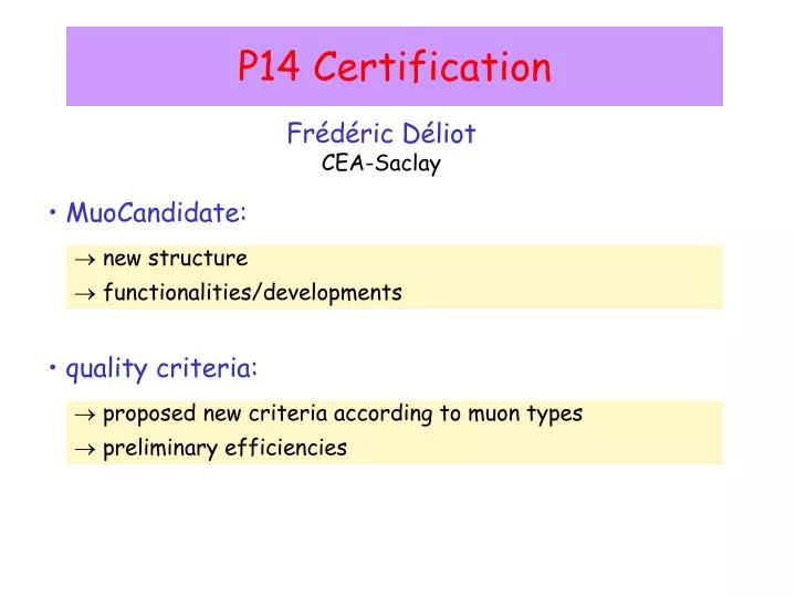 p14 certification