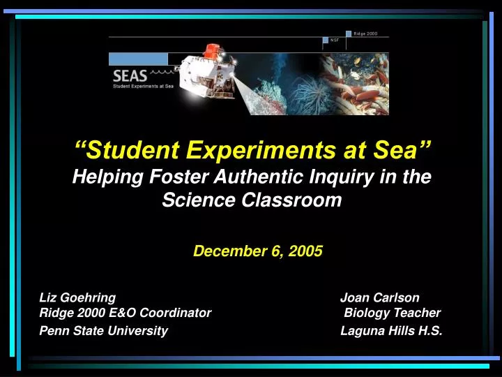 student experiments at sea helping foster authentic inquiry in the science classroom