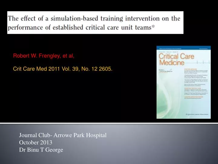 journal club arrowe park hospital october 2013 dr binu t george