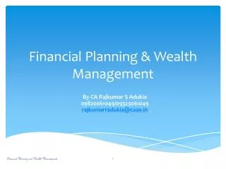 Financial Planning &amp; Wealth Management