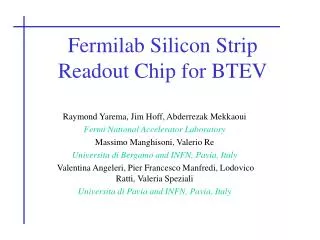 Fermilab Silicon Strip Readout Chip for BTEV