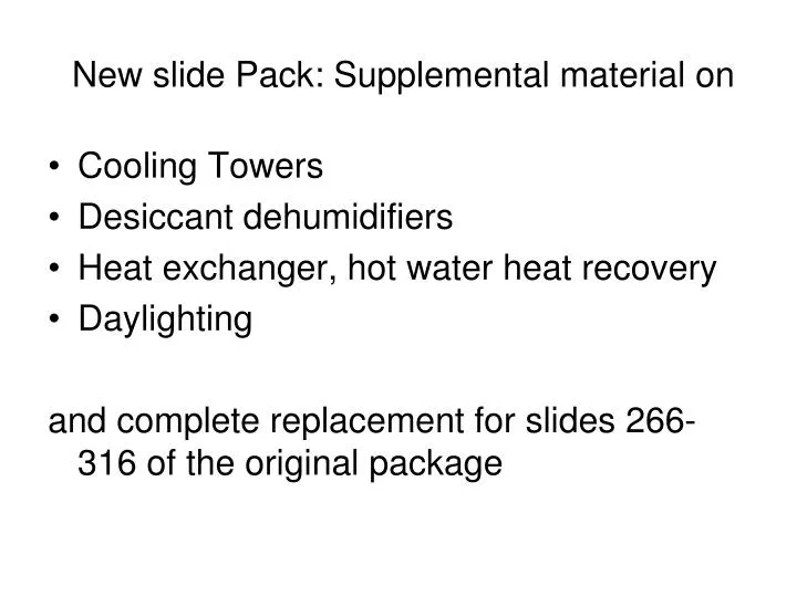 new slide pack supplemental material on