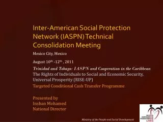 Inter-American Social Protection Network (IASPN) Technical Consolidation Meeting