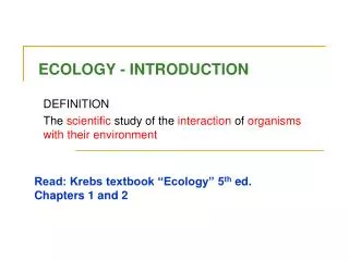 ECOLOGY - INTRODUCTION