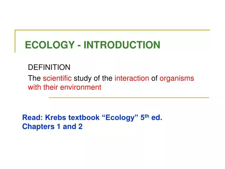 ecology introduction