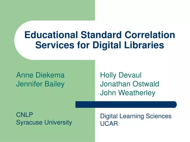 educational standard correlation services for digital libraries
