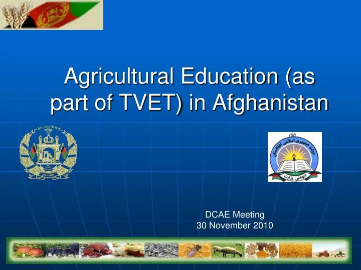 agricultural education as part of tvet in afghanistan