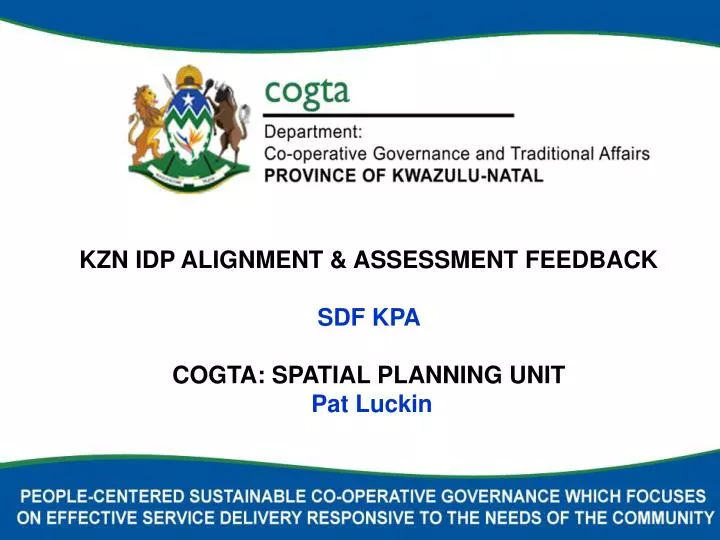 kzn idp alignment assessment feedback sdf kpa cogta spatial planning unit pat luckin