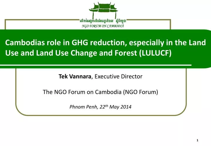 cambodias role in ghg reduction especially in the land use and land use change and forest lulucf