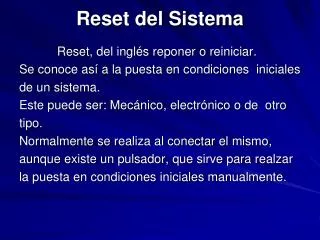 reset del sistema
