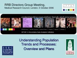 Understanding Population Trends and Processes: Overview and Plans