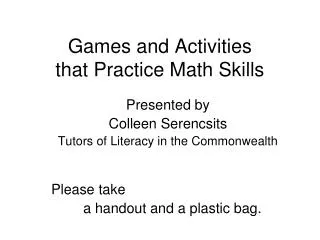Games and Activities that Practice Math Skills