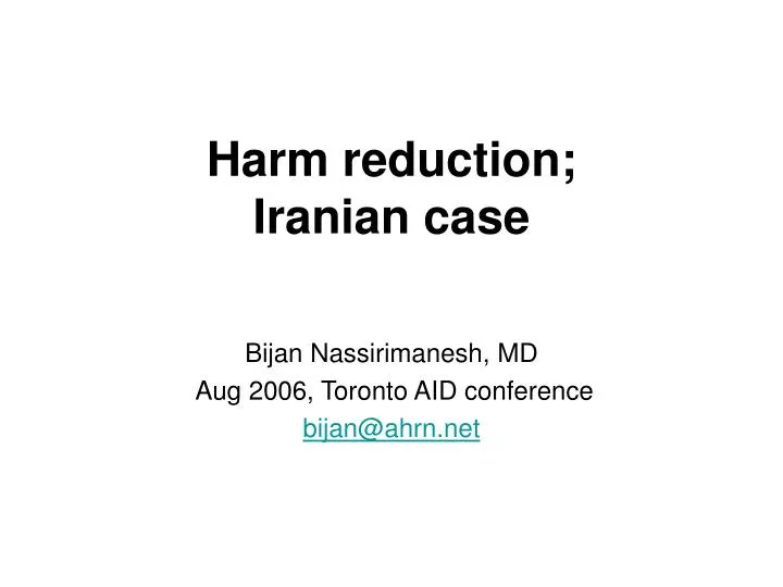 harm reduction iranian case
