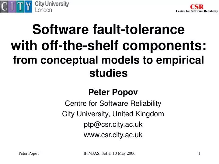 software fault tolerance with off the shelf components from conceptual models to empirical studies