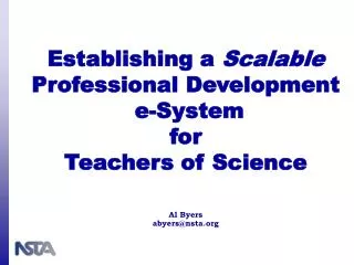 Establishing a Scalable Professional Development e-System for Teachers of Science