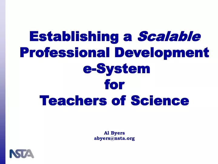 establishing a scalable professional development e system for teachers of science