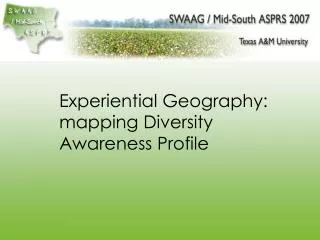 Experiential Geography: mapping Diversity Awareness Profile