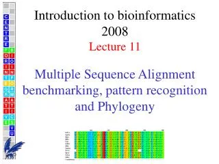 Multiple Sequence Alignment benchmarking, pattern recognition and Phylogeny
