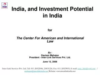 India, and Investment Potential in India