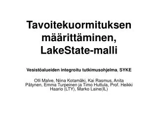 Tavoitekuormituksen määrittäminen, LakeState-malli