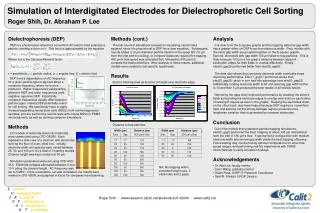 Simulation of Interdigitated Electrodes for Dielectrophoretic Cell Sorting