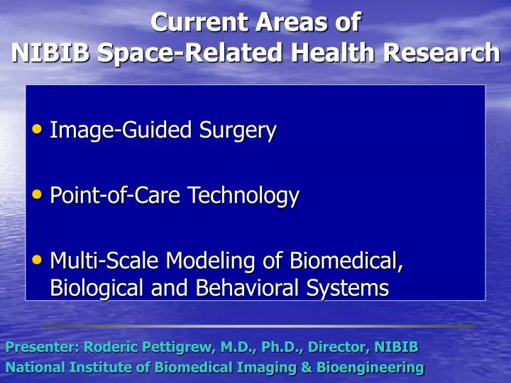 current areas of nibib space related health research