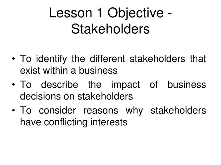 lesson 1 objective stakeholders