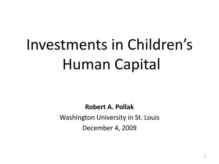 investments in children s human capital