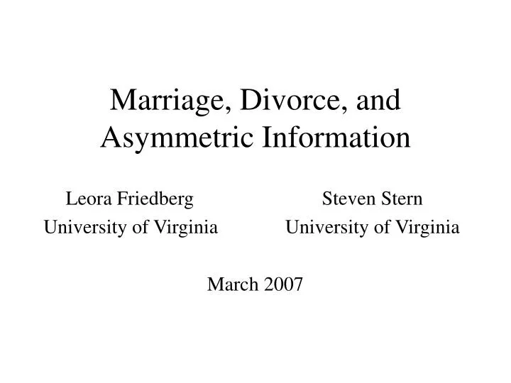marriage divorce and asymmetric information