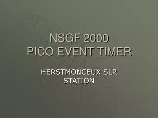 NSGF 2000 PICO EVENT TIMER