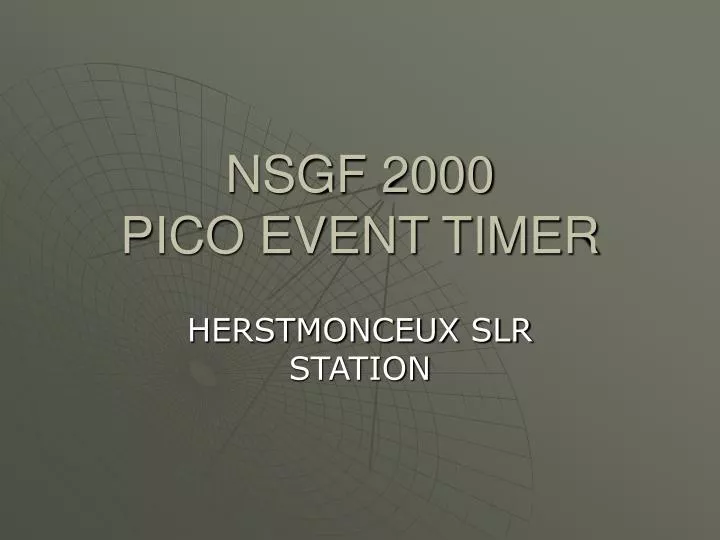 nsgf 2000 pico event timer
