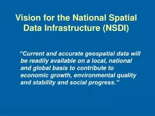 Vision for the National Spatial Data Infrastructure (NSDI)