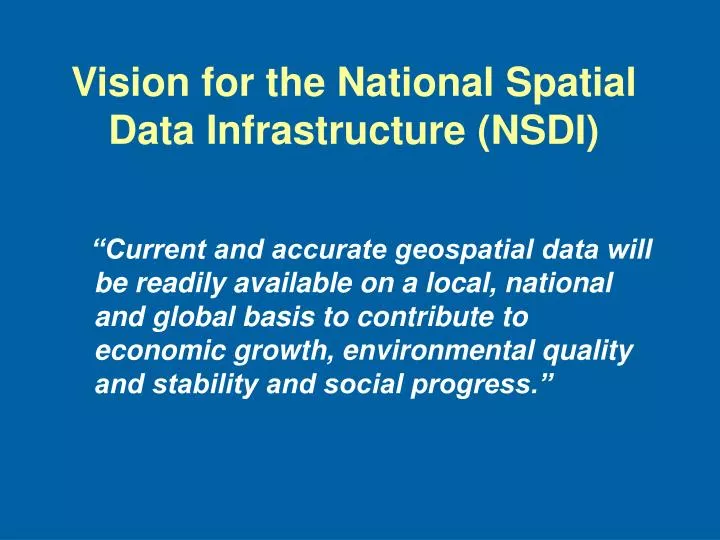 vision for the national spatial data infrastructure nsdi