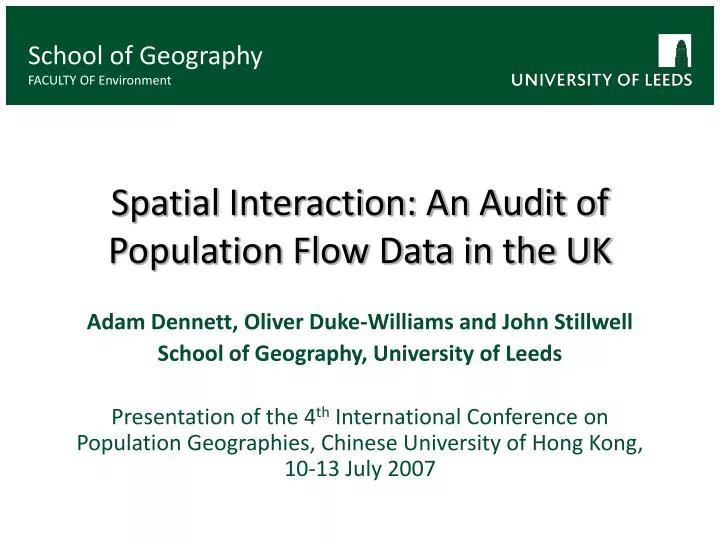 spatial interaction an audit of population flow data in the uk