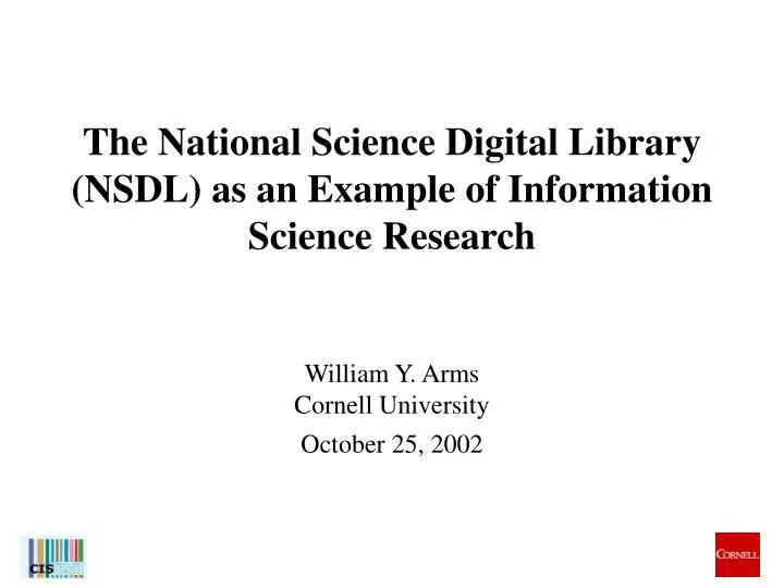 the national science digital library nsdl as an example of information science research