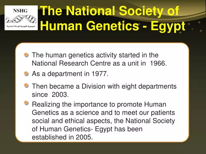 the national society of human genetics egypt