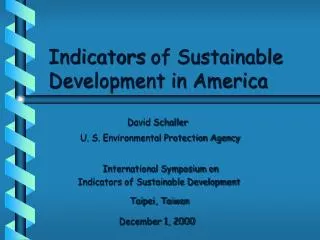 Indicators of Sustainable Development in America