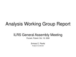 Analysis Working Group Report