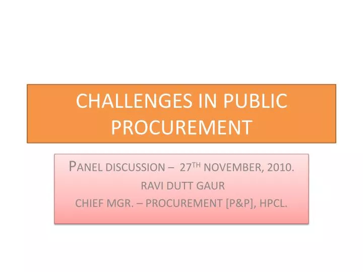 challenges in public procurement