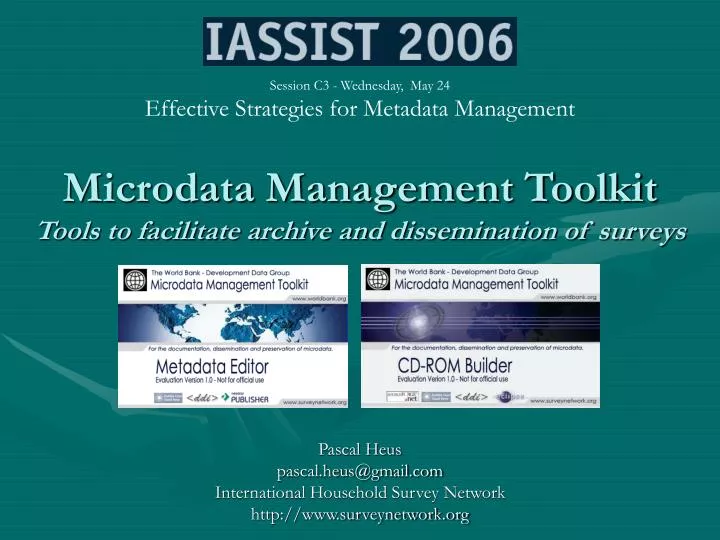 microdata management toolkit tools to facilitate archive and dissemination of surveys