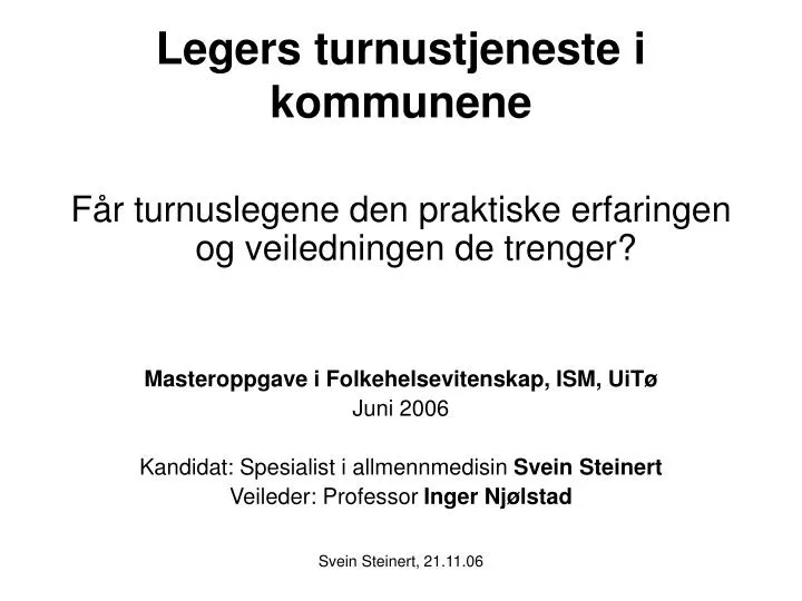 legers turnustjeneste i kommunene