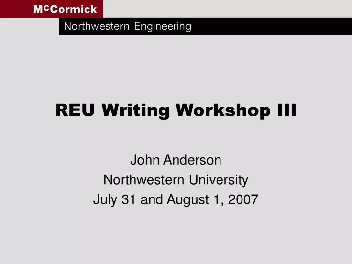 reu writing workshop iii