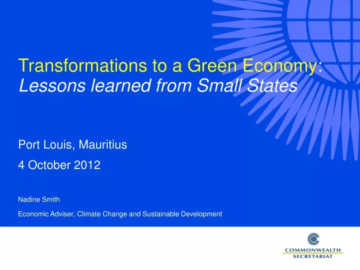 transformations to a green economy lessons learned from small states