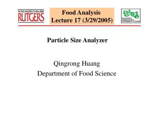Food Analysis Lecture 17 (3/29/2005)