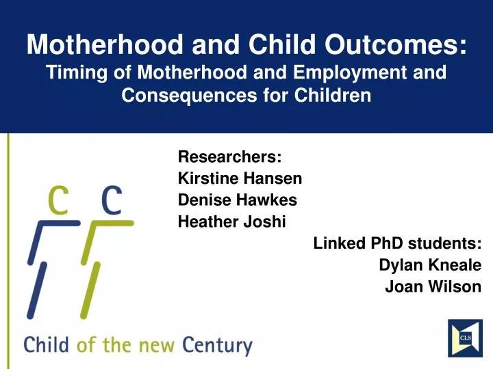 motherhood and child outcomes timing of motherhood and employment and consequences for children
