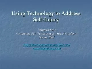 Using Technology to Address Self-Injury